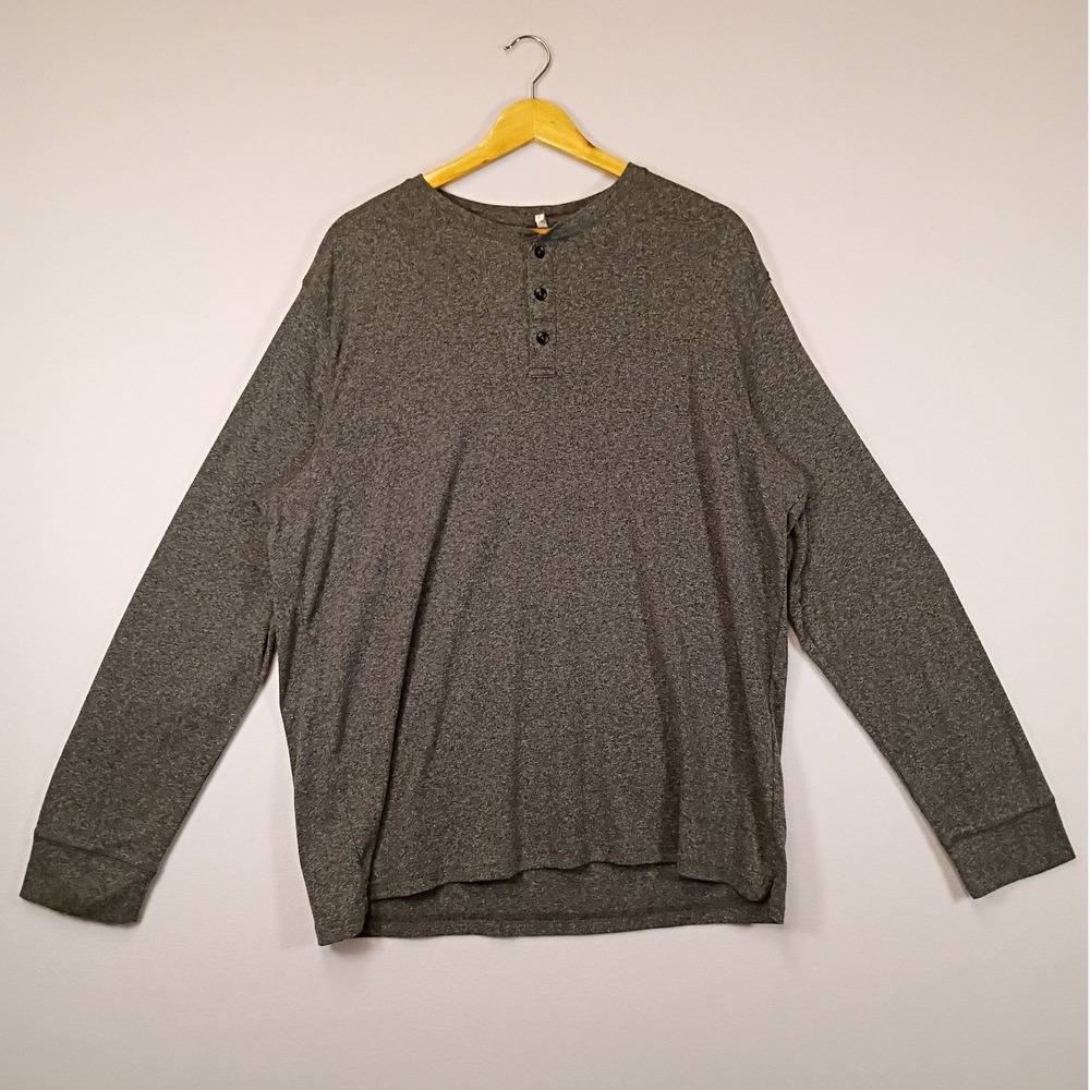 Casual Minimalist Apt. 9 Mens XXL Gray Premier Flex Long Sleeve Henley Shirt